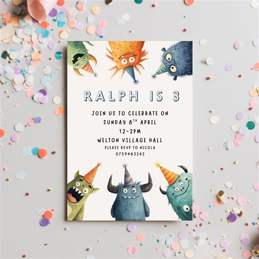 Little Monster Birthday Invitation – Monster Theme Party Invite (digital Download) - Etsy