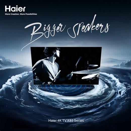 🔊Discover the power of bigger speakers with the Haier TV K85 Series🎶 Equipped with dual, large built-in speakers, this TV lineup delivers sound that's not just bigger, but also clearer and more immersive. It is perfect for filling any large space with cinematic audio experience. #Haier #HaierMY #HaierTV #HaierTVK85 #BiggerandBetter #MoreCreationMorePossibilities | Haier