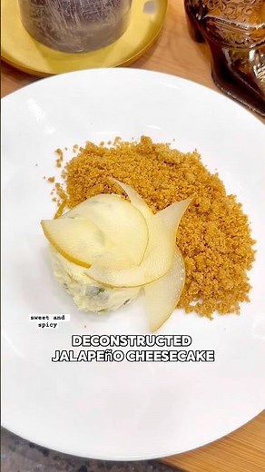 Jalapeño Cheesecake + Sugar Pears 🍐 Deconstructed #recipe in bio #yummy #cheesecake #dessert