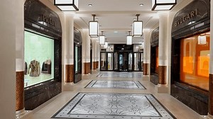Monaco, Monte-Carlo, 28 September 2022: Gallery of branded shops in the hotel Paris, luxury life, no people