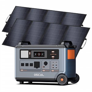 OSCAL PowerMax 6000 3600Wh Solar Generator with 2×400W Panels | 120V/240V Split Phase 6000W AC Output | 2200W AC/2400W Solar Charging | Emergency Backup for Home & Outdoor Use