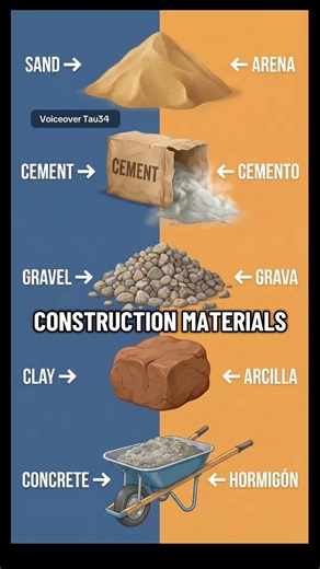 Construction Materials 🏗️ Master them in English & Spanish 🇺🇸🇪🇸 Materials Names. Visual English
