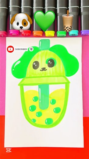 Easy Drawing Emoji’s Mix🐶💚🧋#art #drawing #gift #markermarvel #shortsart #diy #markermarvel #emoji