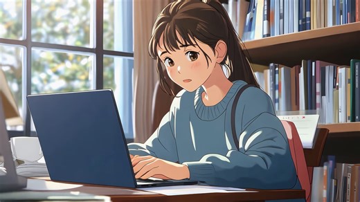 Ai Generated, Girl, Studying. Free Stock Video