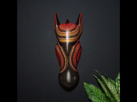 Hand Carved Wood Zebra Mask with Hand Drawing: Ethnic Boho Wall Decor