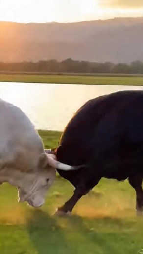 Bull vs. Bull the farm just turned into a battlefield. #fighter #bull #fblifestyle #attack #cows #animal | Anyana Nature
