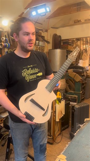 1.6K views · 51 reactions | Here's a new take on our popular Gryphon design! It's a piezo powered, semi-acoustic inspiration tool, available in a few weeks. Spruce top, poplar body, mahogany neck, ebony bridge and fingerboard. call or text (845) 514-4722 for more information. veilletteguitars.com #veillette #gryphon #12-string #mandolin #unison12 | Veillette Guitars | Facebook