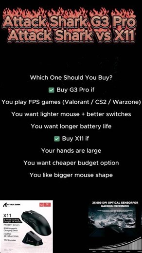 G3 Pro vs X11 which attack shark mouse wins #gaming #gamingmouse #pc #gaming #shorts #ytshorts
