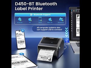 Bluetooth Shipping Label Printer 4x6 - D450BT Thermal Label Printer for Shipping Packages