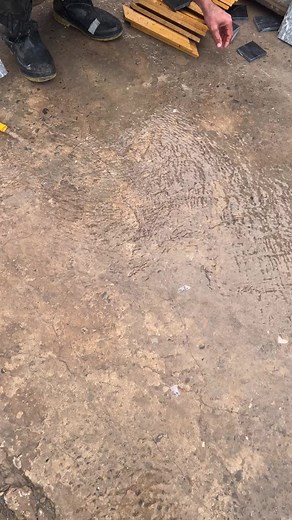 Tile Laying Process on Wet Concrete Floor