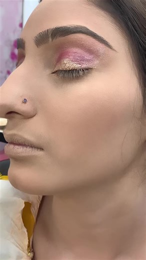 Stunning Pink Eye Makeup with Traditional Attire