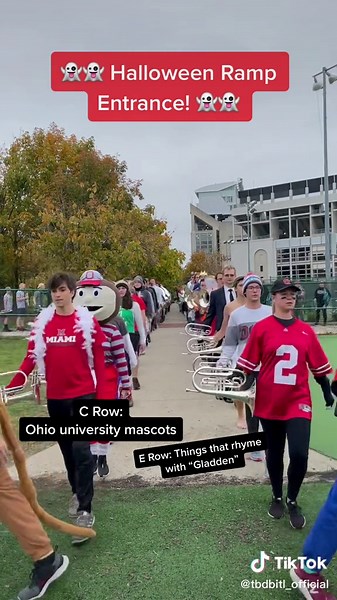 Our annual Halloween ramp entrance was a success! Which is your favorite? #tbdbitl #ohiostate #buckeyes #halloween #fyp #costumes #marchingband