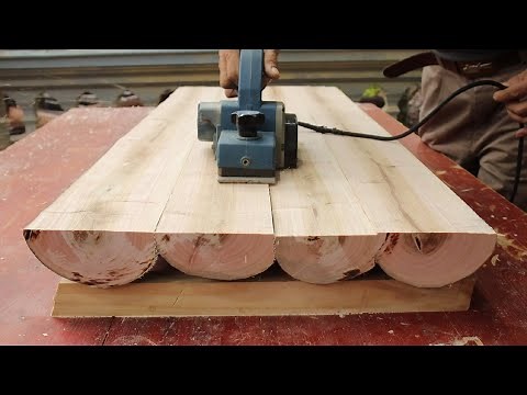 Woodworking Ideas Simple Rustic Handmade Furniture // Outdoor Tables From Monolithic Tree Trunks