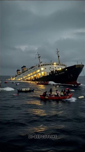 The Moment a Large Ship Sinks in the Open Sea, Giant Waves Hit!!!
