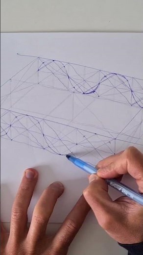 How to Draw Complex Wave Shaped Curved Surface in Two Point Perspective #shorts
