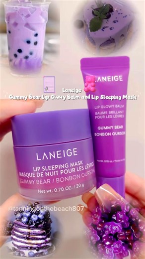‪@LANEIGE_US‬ gummy bears lippies🧸💜#laneige #lipbalm #lipmask #kbeauty #yesstyle #aesthetic #fyp