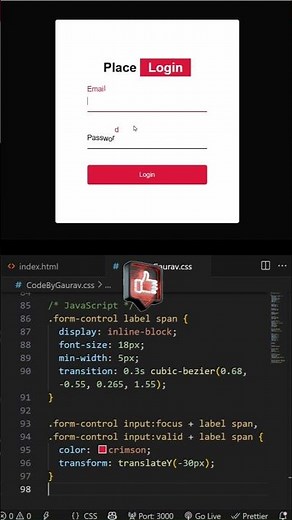 🔐 Login Form Input Animation using HTML & CSS