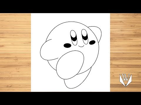 How to draw Kirby Step by step, Easy for kids and beginners Drawing Tutorial Trick