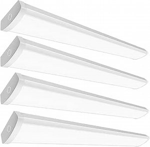 4PK 4FT LED Wraparound Light, 48 Inch Garage Ceiling Lights, 24/31/38/46W, 5500LM, 3000-6500K 5CCT, 120-277V Hardwired 4FT Led Light Fixtures for Garage, Workshop,Closet,Shop,UL(0-10 v dimming!)