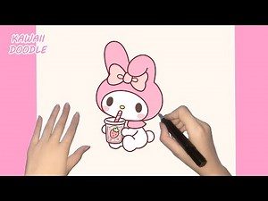 🌸HOW TO DRAW CUTE MY MELODY BOBA🐰🩷~ STEP BY STEP ~ KAWAII DOODLE