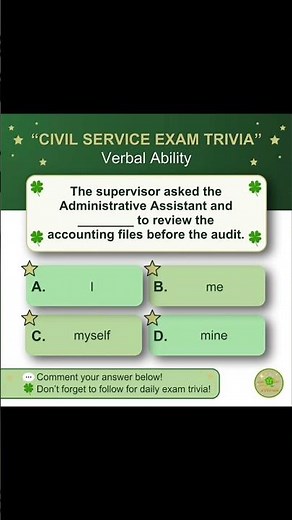 🍀📚 Civil Service Exam Trivia #1 | Verbal Ability Challenge | Pronoun 📚🍀#civilserviceexam #csc