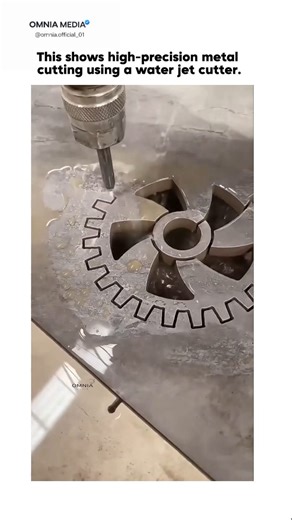 Omnia Media | This process demonstrates high-precision metal cutting using water jet cutting technology, a method widely used in advanced manufacturing... | Instagram