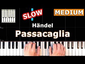 Händel - Passacaglia - SLOW Piano Tutorial MEDIUM