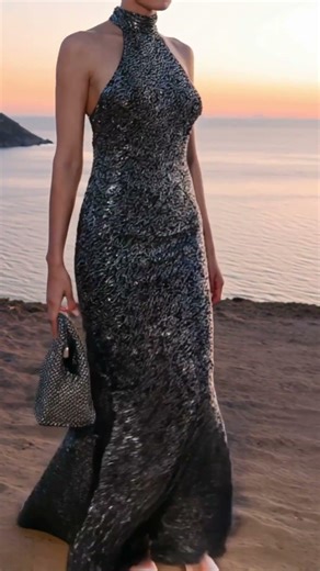 Elegant Sequined Backless Maxi Dress