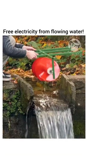 what if on Instagram: "The post showcases a DIY micro-hydroelectric generator using a repurposed red jerry can as a water wheel in a stream, connected via chain to a motor that powers a single LED bulb, illustrating simple renewable energy capture from natural water flow. Authored by Rwandan agriculture advocate @UwiriFelix , it resonates with Rwanda's micro-hydro initiatives, including 11 government-supported plants serving rural areas and enabling off-grid power for farming activities like irr