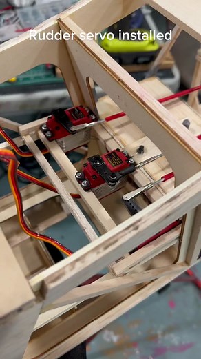 Balsa USA D.VII rudder servo installed #balsausa #balsa #rc #engineering #wood #scalemodel #airplane #vintage #hobby #builtnotbought #servo