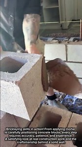 Building a Wall with Precision 🧱🔨 #Bricklaying #Construction #Masonry