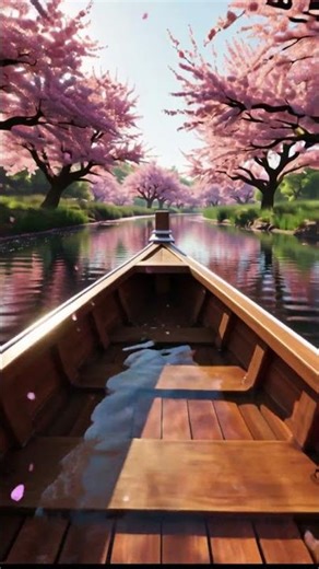 Sakura Full Bloom River Japan 🌸 Magical Cherry Blossoms Drifting on #natureshorts