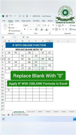 Replace Blank With "0" using IF + ISBLANK Formula in Excel!🚀#MicrosoftExcel #ExcelTips
