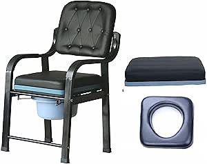 Heavy Duty Bedside Commode for Elderly Adults, Commode Chair for Toilet, with Arm Padded Seat, Removable Pail,Potty Chairs for Seniors Adults Elderly Disabled (Load 550 lbs,O-Seat) Ship from USA