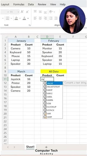 Combine Two Table in MS Excel | How to combine two table in Excel? | Computer Tech Academy