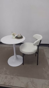Boucle Dining Chairs Set of 2,Upholstered Modern Kitchen Chairs with Black Metal Legs,Mid-Century Accent Side Chairs for Dining Room/Kitchen/Restaurant,White