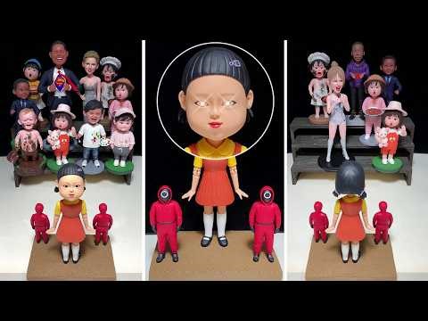Handmade Clay Bobbleheads Frozen Under the Squid Game Doll’s Stare