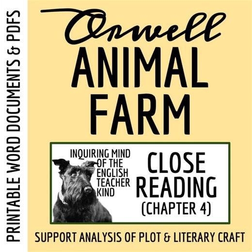 Animal Farm Chapter 4 Analysis Worksheet | High School Reading Activity | Satire