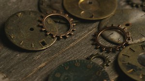 Vintage clock gears on the table - Free Stock Video