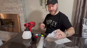 Cordless Paint Sprayer, 21V HVLP Electric Spray Paint Gun with 2 Batteries and1000ML Container, 6 Copper Nozzles & 3 Spray Patterns, for Home, Outdoors (Red) JH-13J