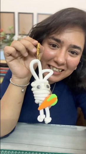 DIY Knot Bunny Keychain Tutorial Easy knotted string macrame Handmade cute Keyring
