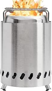 Tabletop Fire Pit 7.2",Smokeless Portable Bonfire 304 Stainless Wood Burning with Grill and Removable Ash Pan, Ideal for Camping and Party, H8.4 x Dia7.2 (Sliver, M)