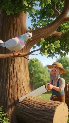 Heart-Touching Pigeon Crying on Cut Tree Stump | Emotional 3D Short Animation