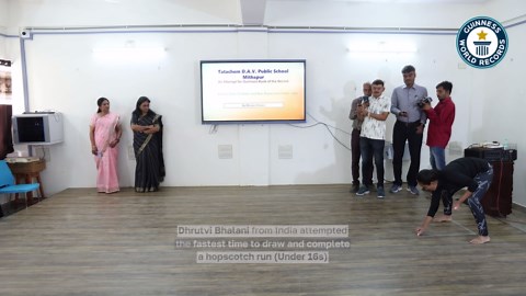 Fastest hopscotch run record by Dhrutvi Bhalani