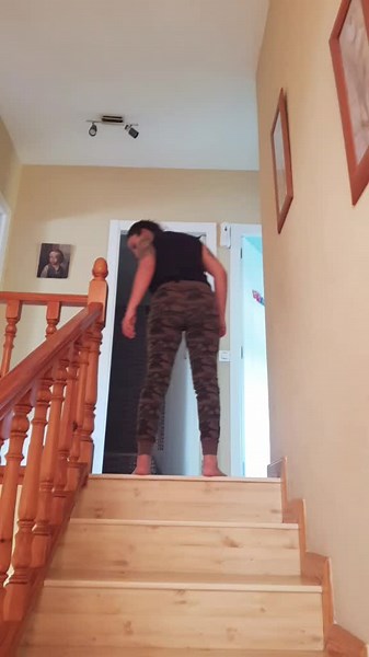 Indoor Exercise Routine on a Staircase