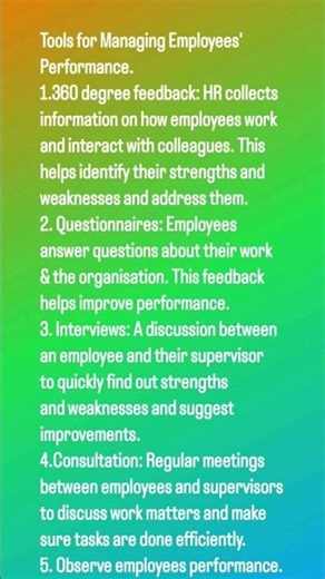 Tools for Managing Employees Performance in an Organisation