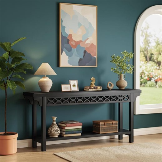 Farmhouse Console Table 70.8" Narrow Sofa Table With Storage Entryway Wood Table - Etsy