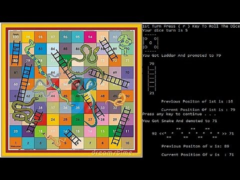 Snake and ladder game Code in C++ || snake and ladder game project Code