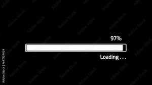 Simple Loading bar screen progress animation. Progress loading bar moving 0 to 100 percent with Alpha Channel Transparent Background and Green Screen. Full HD Alpha Channel.
