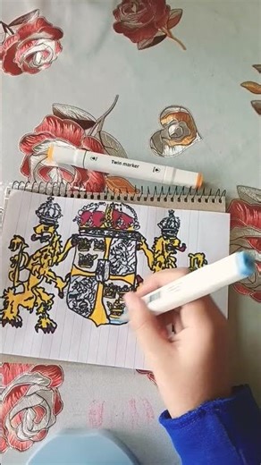 Drawing a Great coat of arms Of Sweden.#sketch #hardworking